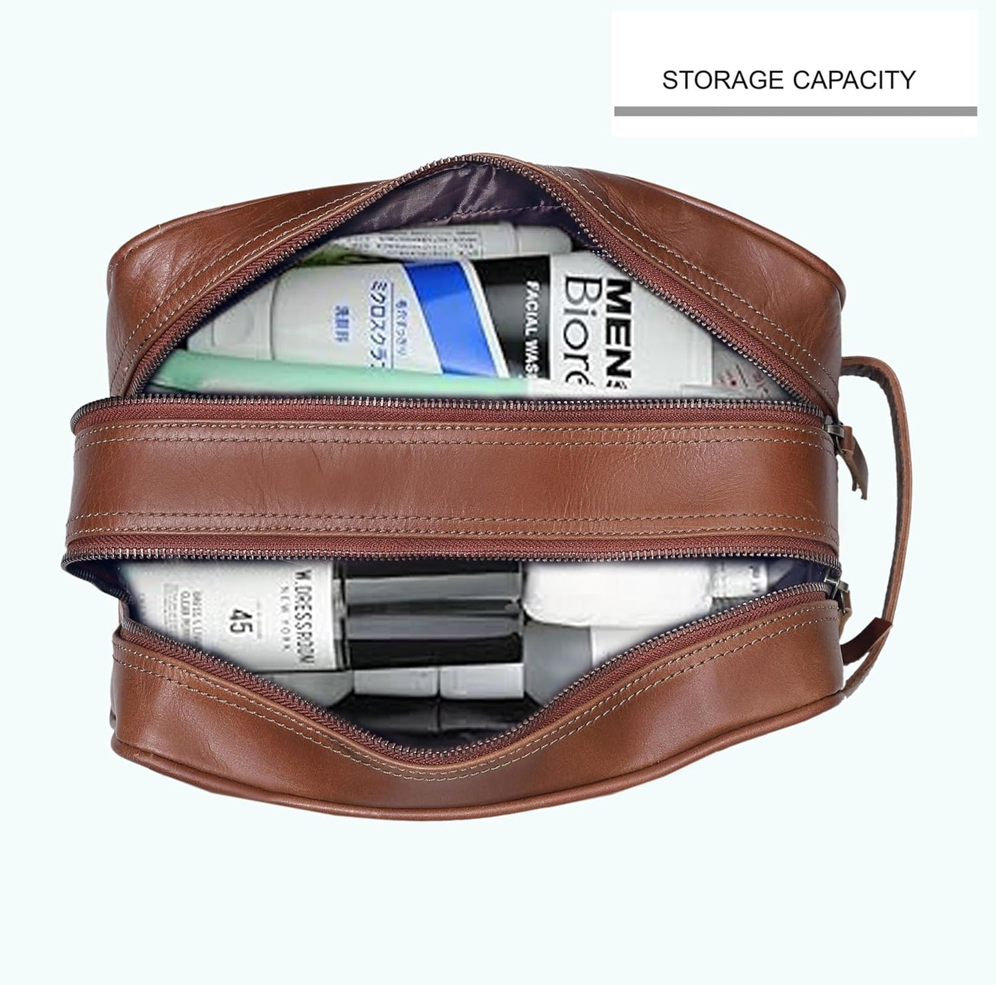 VC VINTAGE COUTURE Leather Toiletry Bag for Men Extra Large Leather Men's Toiletry Bag for Traveling Real Leather Dopp Kit for Men Leather Shaving Bag for Travel