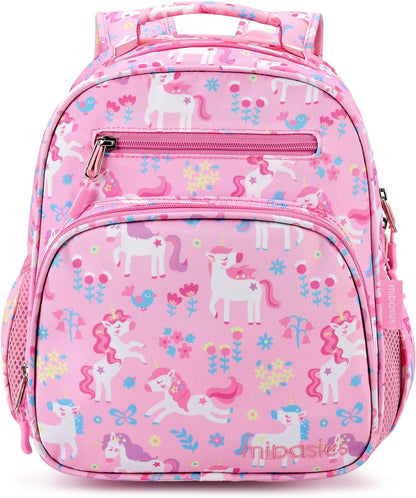 mibasies Toddler Backpack for Girls 2-4: Cute Kids Backpacks for Girls - Preschool Kindergarten Backpack - Flower Unicorn