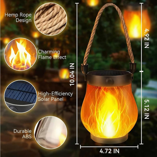 Kaliqo Solar Lantern Outdoor Lights Solar Lantern Waterproof Flickering Flame Hanging Lanterns for Patio Yard Garden Decor (6 Pcs)