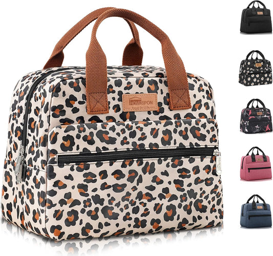 HOMESPON Insulated Lunch Bag for Women Men Lunch Box Cooler Lunch Tote for Work Picnic (Leopard Print)