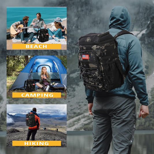 Tactical Backpack Cooler, 25L Cooler Backpack Insulated Leak-Proof, Heavy Duty Large Lunch Backpack, Waterproof Ice Chest Backpack for Men Women Adults Work Daytrip Camping Beach Hiking Accessories