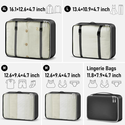 4-Piece Packing Cube Set - Lightweight Luggage Organizers for Travel, Vacation and Suitcases - Durable Accessories with Compression