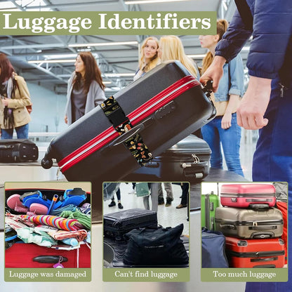 Mushroom Luggage Straps for Suitcases TSA Approved, Luggage Identifiers for Suitcase, Adjustable Suitcase Strap for Baggage Security with Cute Patten, Travel Necessary Accessories (2Pack)