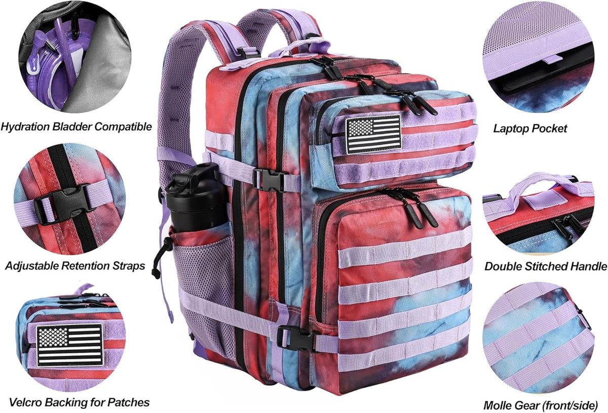 LHI Military Tactical Backpack for Men and Women 45L Army 3 Days Assault Pack Bag Large Rucksack with Molle System