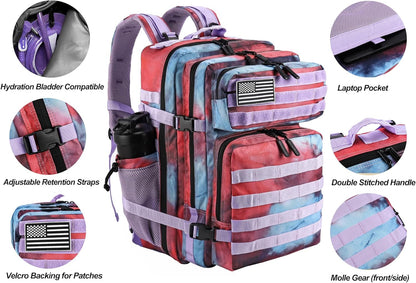 LHI Military Tactical Backpack for Men and Women 45L Army 3 Days Assault Pack Bag Large Rucksack with Molle System