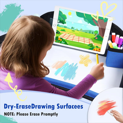 Kids Travel Tray for Airplane - Toddler Car Seat Table Tray, Road Trip Essentials for Boys & Girls, Carseat Lap Desk for Kids Road Trip Activities(Navy Blue)