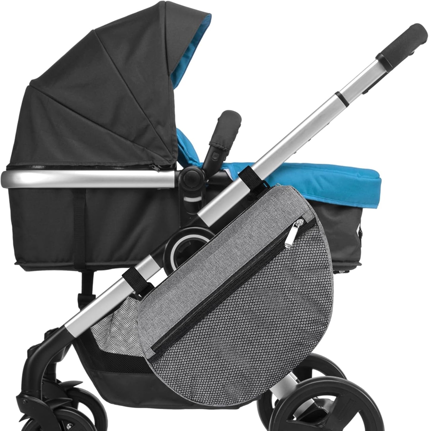 Accmor Insulated Side Sling Stroller Saddle Bag Organizer, Universal Stroller Organizer, Stroller Bag Caddy Organizer, Grey