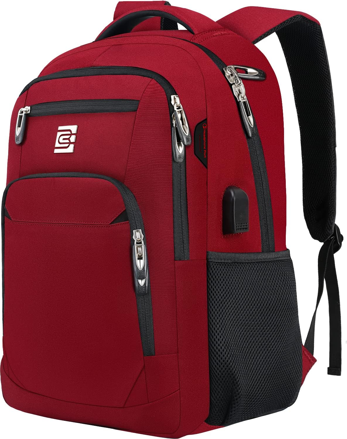Laptop Backpack,Business Travel Anti Theft Slim Durable Laptops Backpack with USB Charging Port,Water Resistant College Computer Bag for Women & Men Fits 15.6 Inch Laptop and Notebook-Red