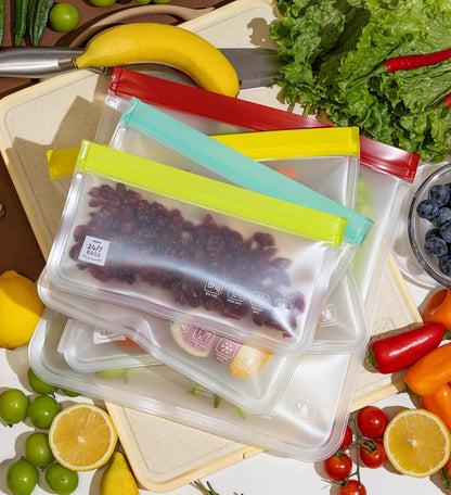 12 Pack Variety Reusable Food Storage Bags, Food Grade Silicone PEVA Material, Double Zipper, Freezer Safe, BPA-Free (4 Snack, 4 Sandwich, 2 Quart, 2 Gallon)