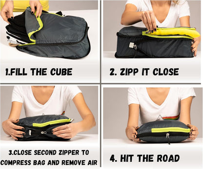 6 Set/3 Set Ultralight Compression Packing Cubes, Suitcase and Backpack Travel Organizer Bags