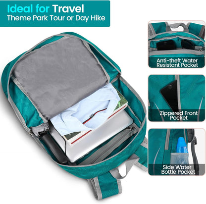 ZOMAKE Ultra Lightweight Packable Backpack 25L, Foldable Hiking Backpacks Water Resistant Small Folding Daypack for Travel(Lake Green)