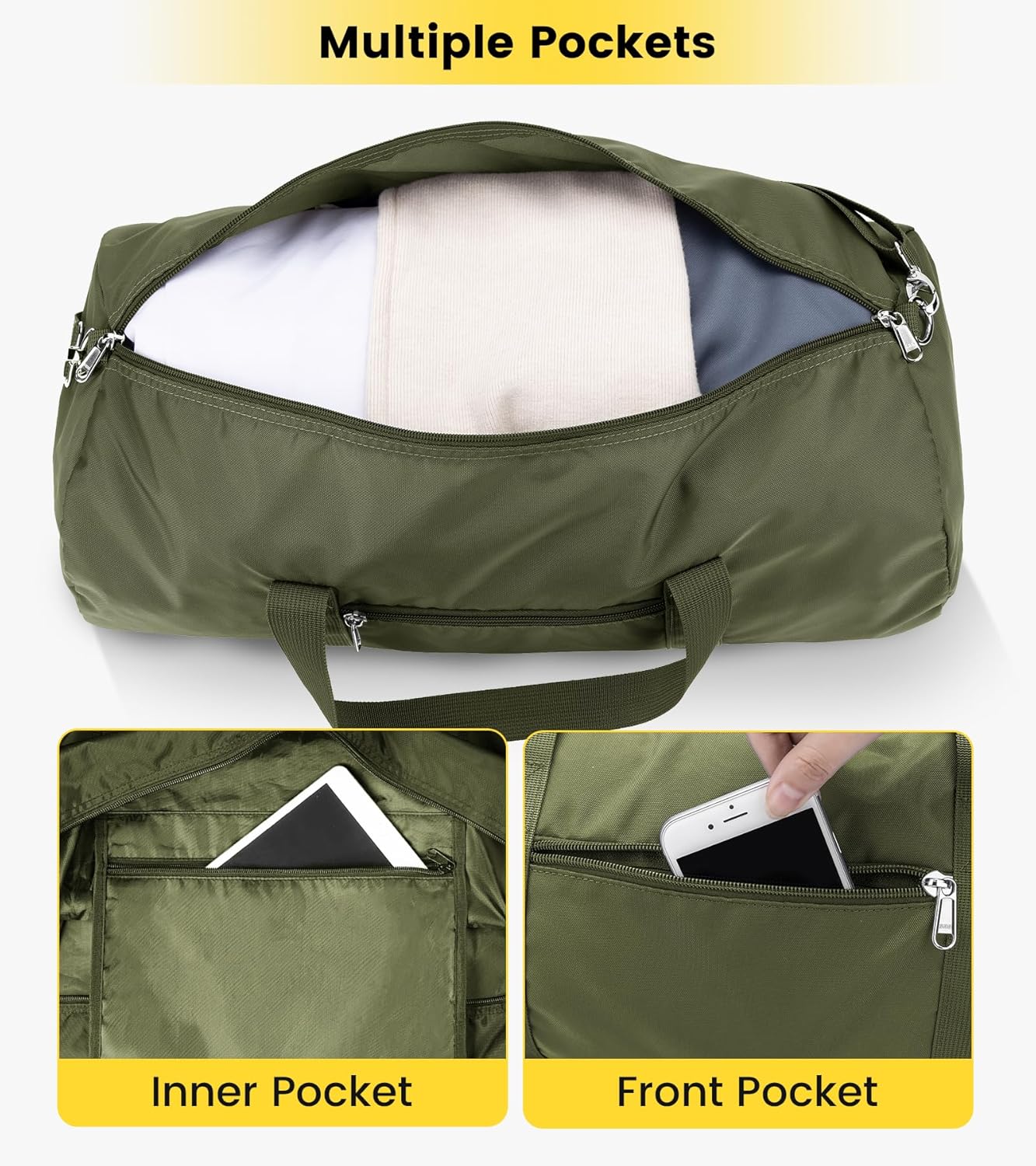 Vorspack Duffel Bag 20-24-28 Inches Foldable Gym Bag for Men Women Duffle Bag Lightweight with Inner Pocket for Travel Sports