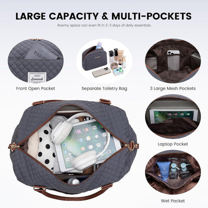 LOVEVOOK Travel Duffle Bag,Weekender Bags for Women with Shoe Compartment，Carry on Overnight Bag with Toiletry Bag,Gym Duffel Bag with Wet Pocket, Hospital Bags for Labor and Delivery
