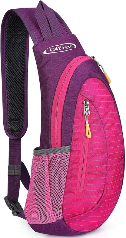 G4Free Sling Bag for Men Women, Small Crossbody Backpack Lightweight Chest Shoulder Bags for Travel, Outdoor and Sports (Rose)