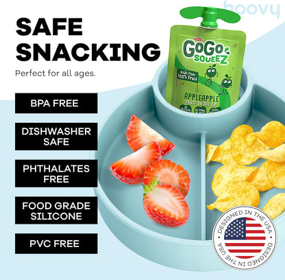 Silicone Cup Holder Tray for Car Seat, Booster Seat, Stroller - Carseat Cup Holder Snack Tray - Car Seat Tray for Kids Travel - Cup Holder Food Tray - Toddler Car Seat Accessories - Sharkskin 1 Pack