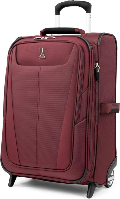 Travelpro Maxlite 5 Softside Expandable Upright 2 Wheel Carry on Luggage, Lightweight Suitcase, Men and Women, Burgundy, Carry On 22-Inch