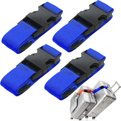 4Pack Luggage Straps Add Bag Luggage Straps to Connect Two Suitcases, Adjustable Luggage Belt Connector for Carry On, Travel Attachment Accessories to Hold Suitcases Together, Blue