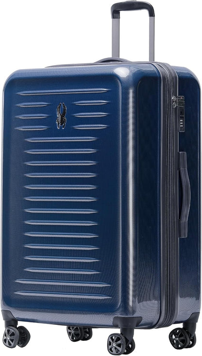 Spyder Rails 29 Inch Expandable Hardside Upright Suitcase with 360° Spinner Wheels, TSA Approved Lock, Navy