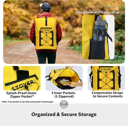 STOVER 5/10/25/30/40/55L Waterproof Backpack- Floating Dry Bag for Kayaking, Travel, Beach, Hiking, & Camping, Men/Women