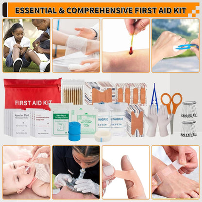 Survival Kit, Gifts for Men Women Teen Boys, 252 pcs Survival Gear and Equipment Mini First Aid Kit for Car Home, Emergency Kit with Molle System for Earthquake, Outdoor Adventure, Car Travel