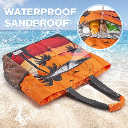 G4Free Beach Bag, Waterproof Sandproof Beach Tote Bag, Large Capacity Foldable for Women