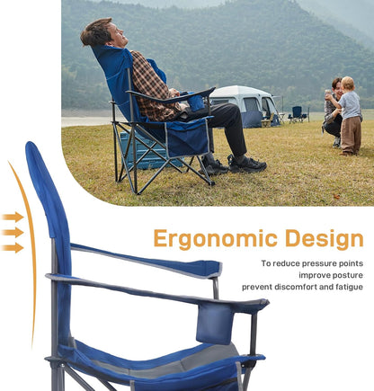 EVER ADVANCED Camping Chairs, Lawn Chairs Outdoor Sports Chairs, Folding Chair Camping Chairs for Adults, Supports 400lbs