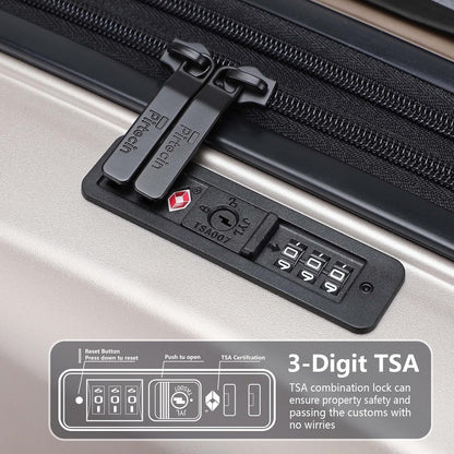 20 Inch Lightweight Expandable Carry On Luggage, PC Hardside Suitcase with Spinner Wheels & TSA Lock, Carry-on 20-Inch, Champagne