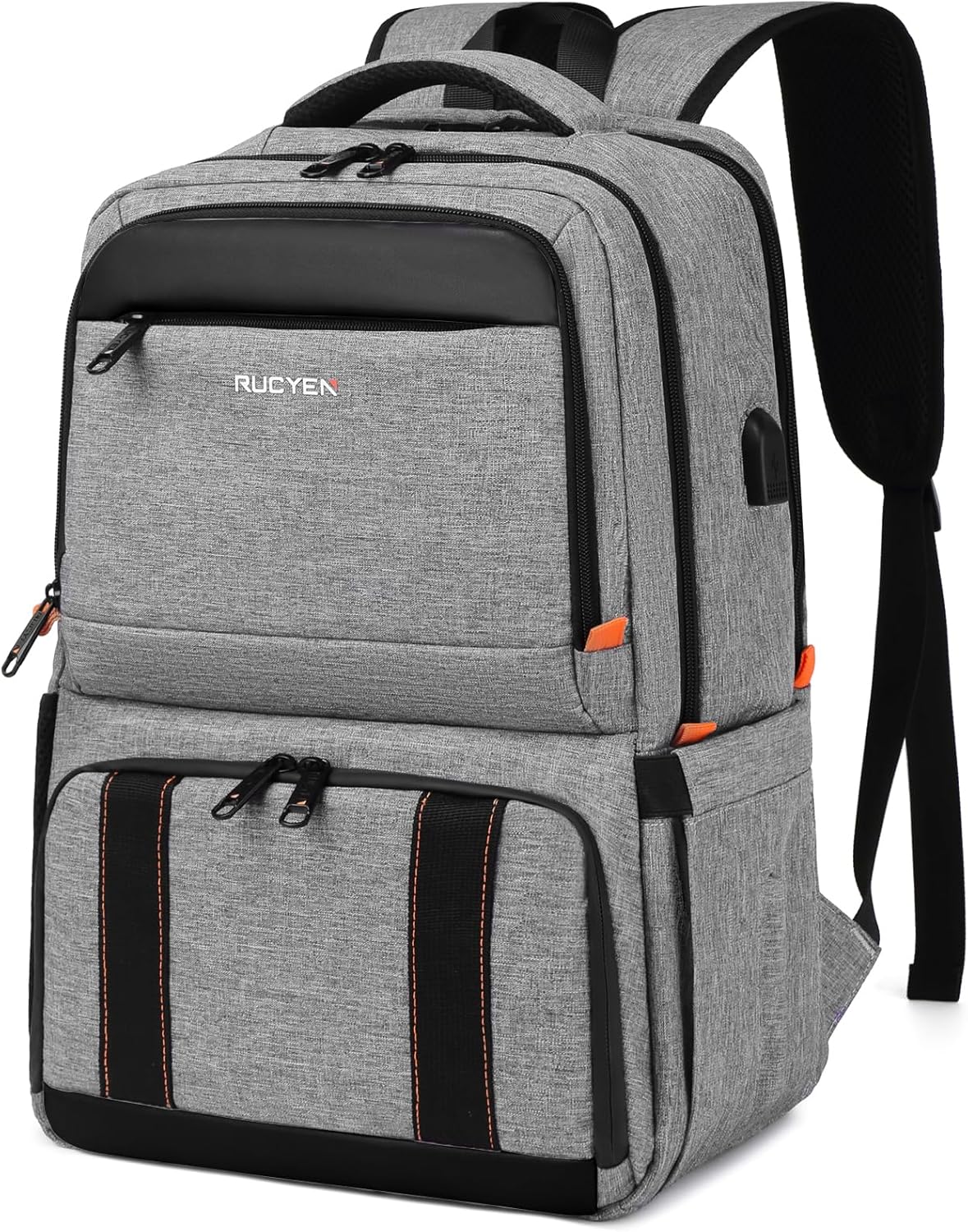 Lunch Backpack, Insulated Cooler Backpack Lunch Box for Men Women, 15.6 Inches RFID Blocking Laptop Backpack with USB Port for Work Travel Picnics Hiking Grey