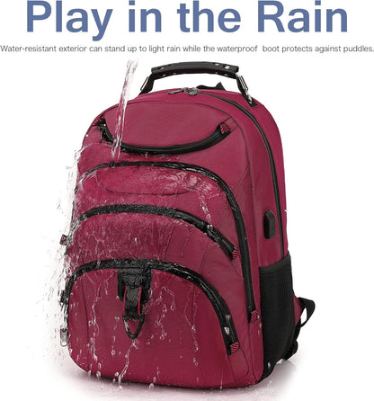 Boavan Laptop Backpack for men, 15.6 inch Laptop Bag with USB Port, Waterproof Travel Work Backpack Purse, Anti-Theft Teacher Nurse Doctor Casual Bookbags Office Business backpack，Russet Red