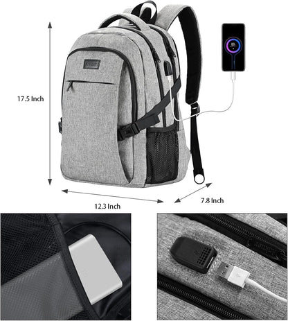 ANKUER Backpacks for Men Women, Backpack Fits Up 15.6 in Laptop Backpack for Travel, Backpacks with USB Charging Port, Work Business Backpack for Women (Grey)