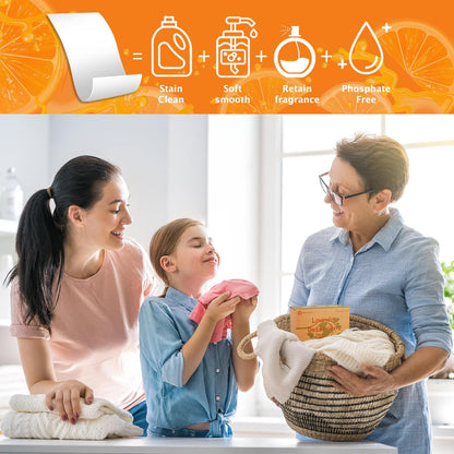 Freelivity Laundry Detergent Sheets, 300 Sheets Lemon Orange - Eco-Friendly Hypoallergenic Plastic-Free LiquidLess Clothes Washing Detergent Supplies for Save Space Travel Camping