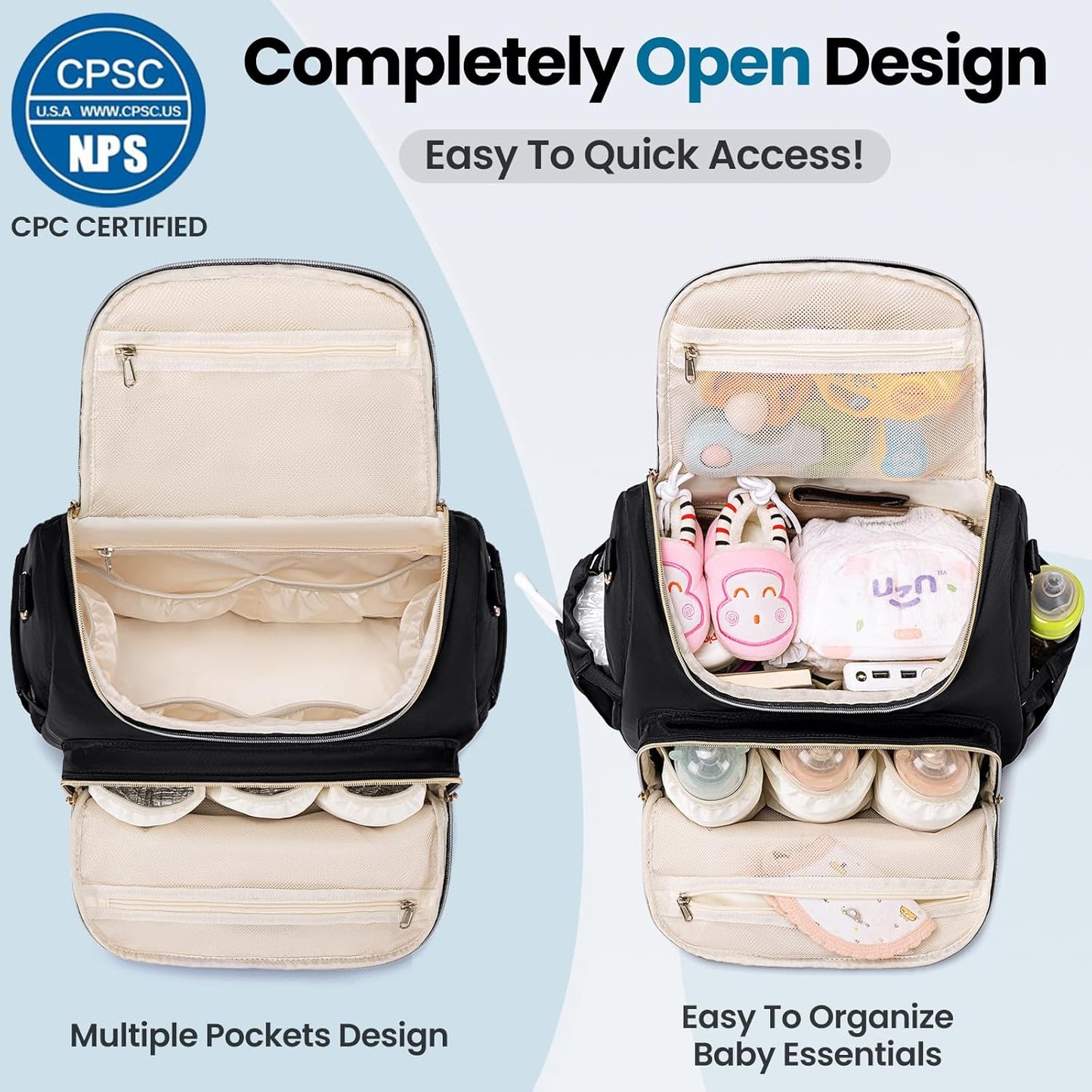 4 in 1 Convertible Diaper Bag Backpack,Waterproof Baby Diaper Bag with Changing Pad,Converts into Baby Tote Bag,Diaper Backpack,Stroller Bag and Crossbody Diaper Bag