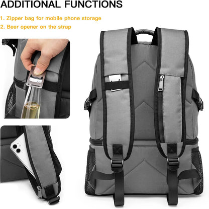 TUGUAN Insulated Cooler Backpack 38 Cans Double Deck Leakproof Lightweight Soft Lunch Backpack Small Cooler Bag Beach Picnic