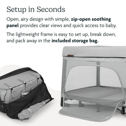 UPPAbaby Remi Playard | Deluxe 3-in-1 Portable Playard, Bedside Bassinet + Travel Crib| Mesh Bassinet, Mattress, Organic Cotton Mattress Cover + Storage Bag Included | Wells (Dark Taupe Mélange)