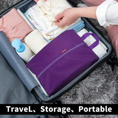 6pcs Portable Shoe Organizer, Travel Pouches with Zipper, Golf Shoe Bags, Clothes Bags, Soccer Cleats Bag Shoe Pouch for Gym, Waterproof, Odor-Resistant (Purple)