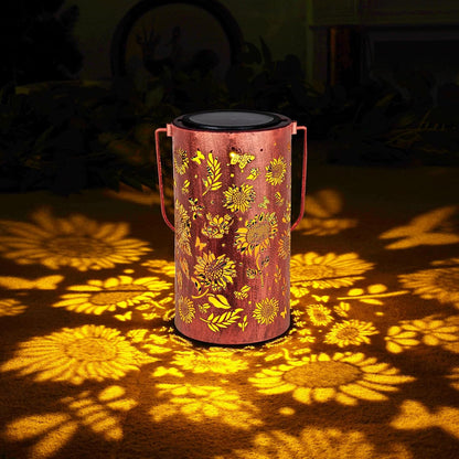 Homemory Sunflower Solar Lanterns Lights Outdoor Waterproof, Hollowed-Out Metal Decor Lantern, Gifts for Women, LED Solar Lights Metal Decoration Outside for Yard, Patio, Backyard, Porch, Lawn