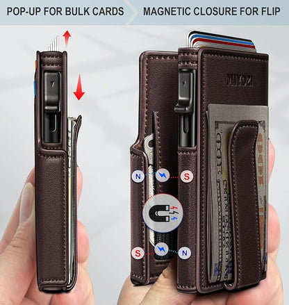Men Wallet, with Money Clip Coins Pocket ID Window, Slim Front Pocket RFID - Image 3