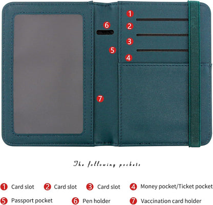 ZOPPEN Passport Holder Wallet, Passport Cover Travel Wallet Women Travel Essentials Accessories Document Organizer Travel Must Haves Rfid Blocking Cover Case for Women and Men, Green Black