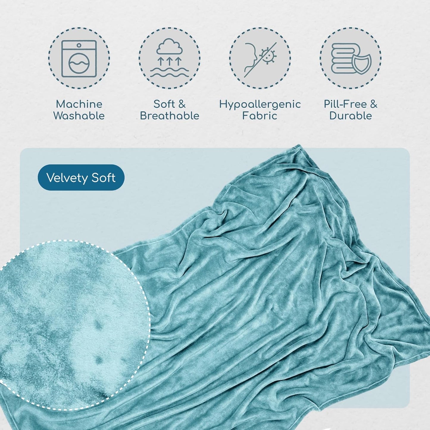 Resty 65"x40" Traveling Airplane Blanket, Baby Blue – Lightweight, Velvety Soft Blanket That Becomes a Travel Pillow – Must-Have Comfort for Planes & Road Trips – Travel Essentials for Women & Men