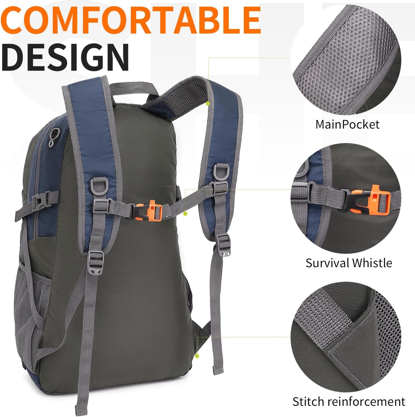 40L Hiking Backpack Lightweight Daypack Waterproof Travel Camping Backpack for Men Women Sport Packable