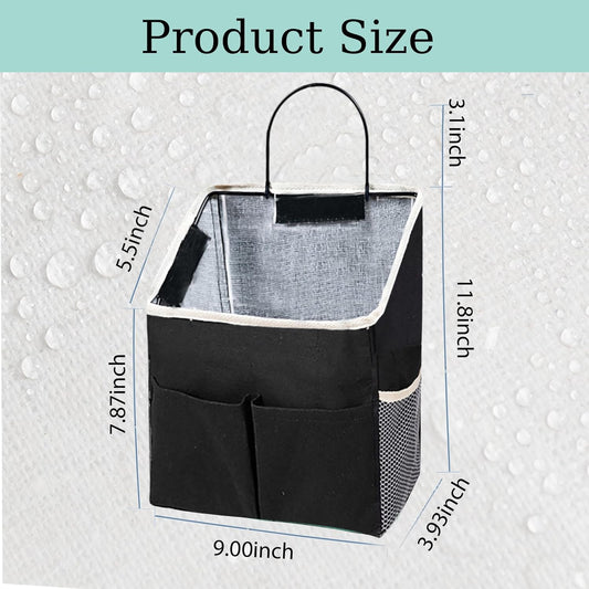2pcs Wall Hanging Storage Bag,Wall Hanging Organizer Bags with Pockets, Wall Organizer Storage for Dormitory Bathroom Bedroom Kitchen(Black)