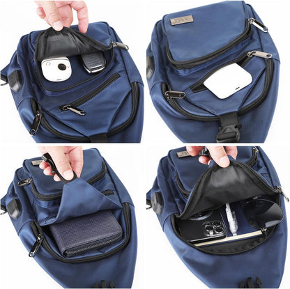 AMJ Crossbody Sling Bag Men Women, Casual Shoulder Backpack, Chest Daypack Satchel for Hiking Travel