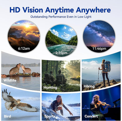 12x42 HD Binoculars for Adults - Upgraded BAK4 Prism and FMC Lens, Phone Adapter + Tripod for Bird Watching, Cruise Ships, Concerts, Hunting, Hiking, Wildlife Observation