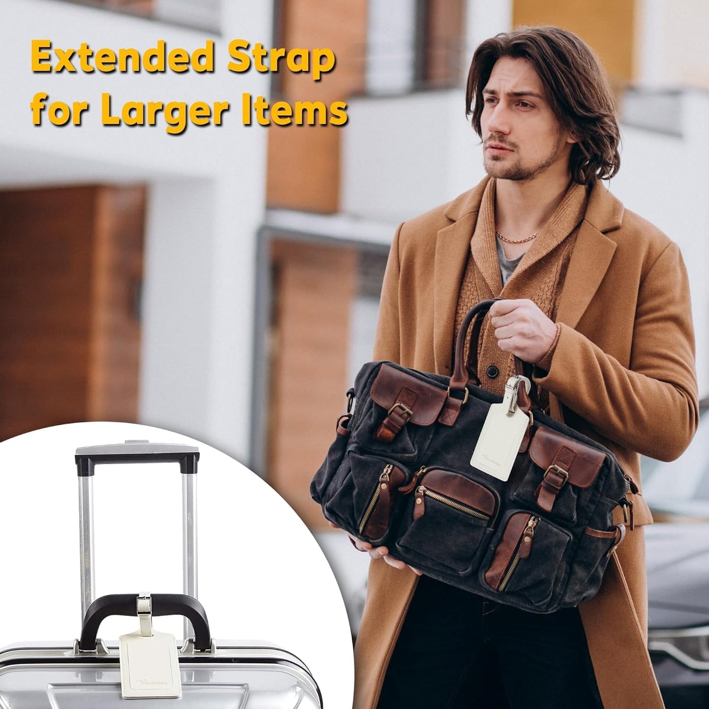 8 Pack Leather Luggage Travel Bag Tags by Travelambo