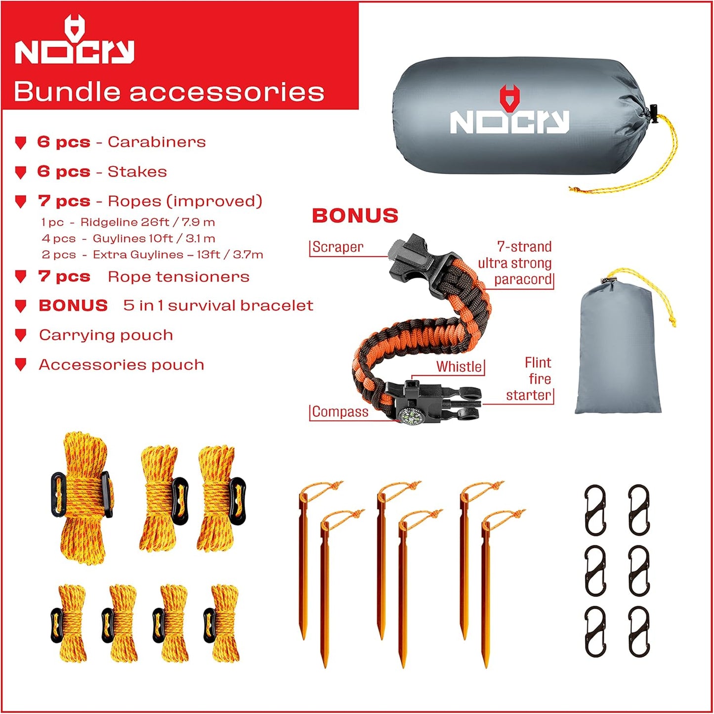 Rain Fly 10x10 Lightweight Survival Camping Tarp; 100% Waterproof; Makes a Great Backpacking Tarp or Hammock Shelter; Comes in Multiple Colors, Survival Bracelet Included; Grey