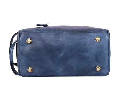 10" Premium Leather Toiletry Travel Pouch With Waterproof Lining | King-Size Handcrafted Vintage Dopp Kit By Aaron Leather Goods (Chestnut)