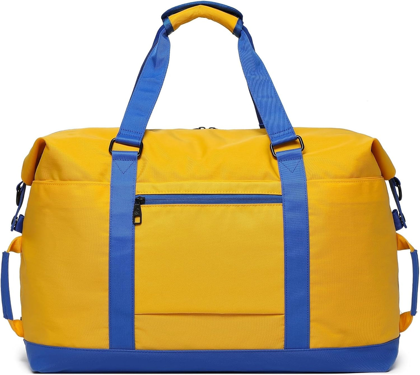 SUNNY BIRD Duffel with Utility Pouch, 40L Weekender Overnight Bag with Shoe Compartment for Travel and Sports (Yellow and blue)