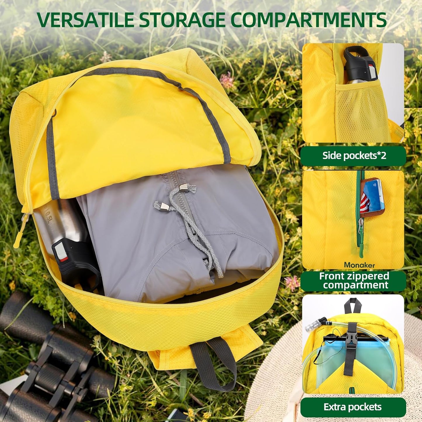 Ultralight 20L Foldable Backpack, Multi-Pocket Design, Compact to Palm-Sized, Ideal for Hiking, Travel & Daily Use