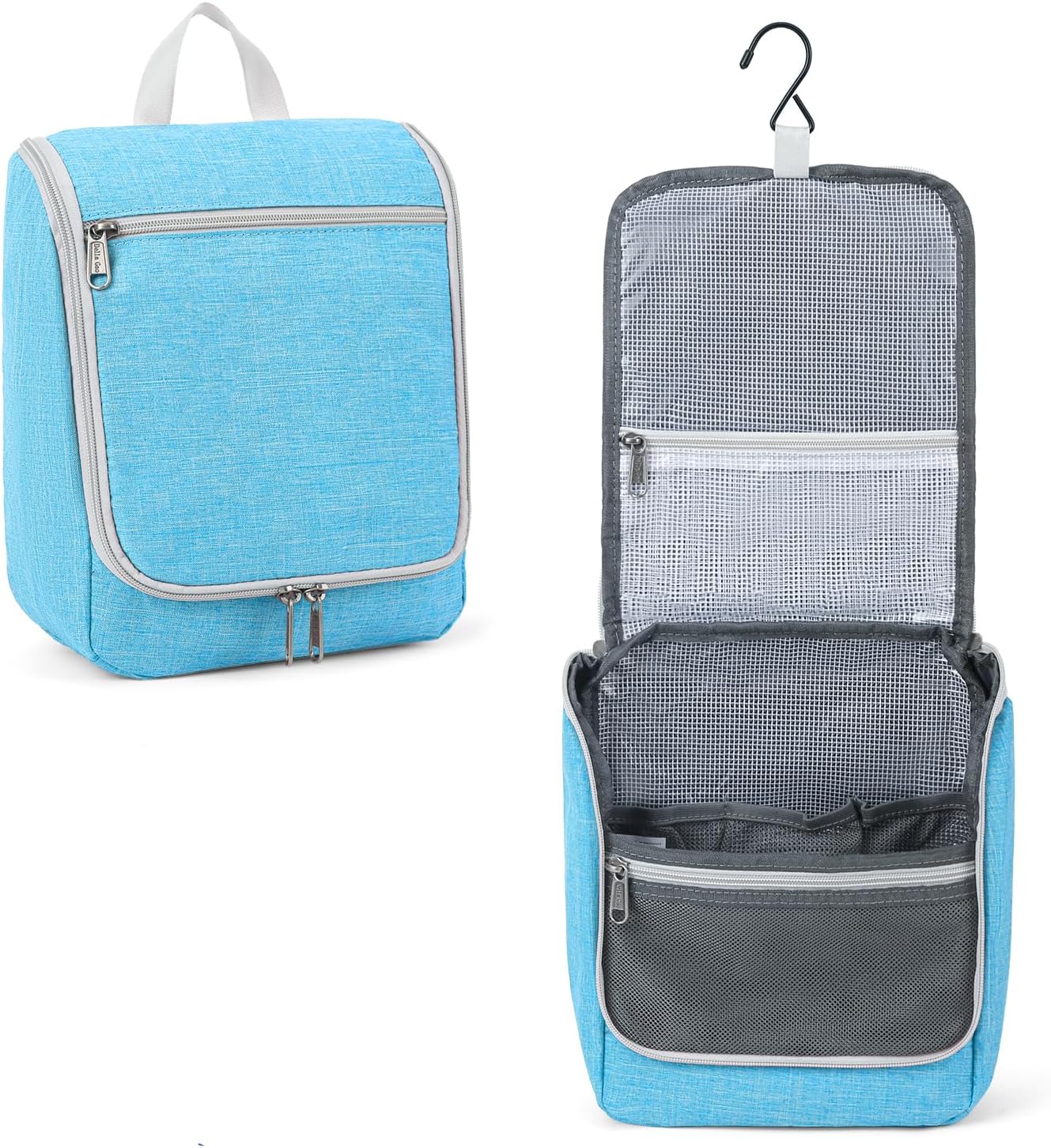 Della Gao Hanging Toiletry Bag for Men & Women, Portable Travel Cosmetic Makeup Bag Toiletries Organizer Kit, Water Resistant Bathroom Bag, Blue