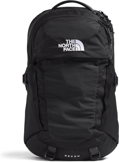 THE NORTH FACE Recon Everyday Laptop Backpack | Daypack with Water Repellent Finish, 16" Laptop Sleeve, 2 Water Bottle Pockets, TNF Black/TNF Black-NPF, One Size